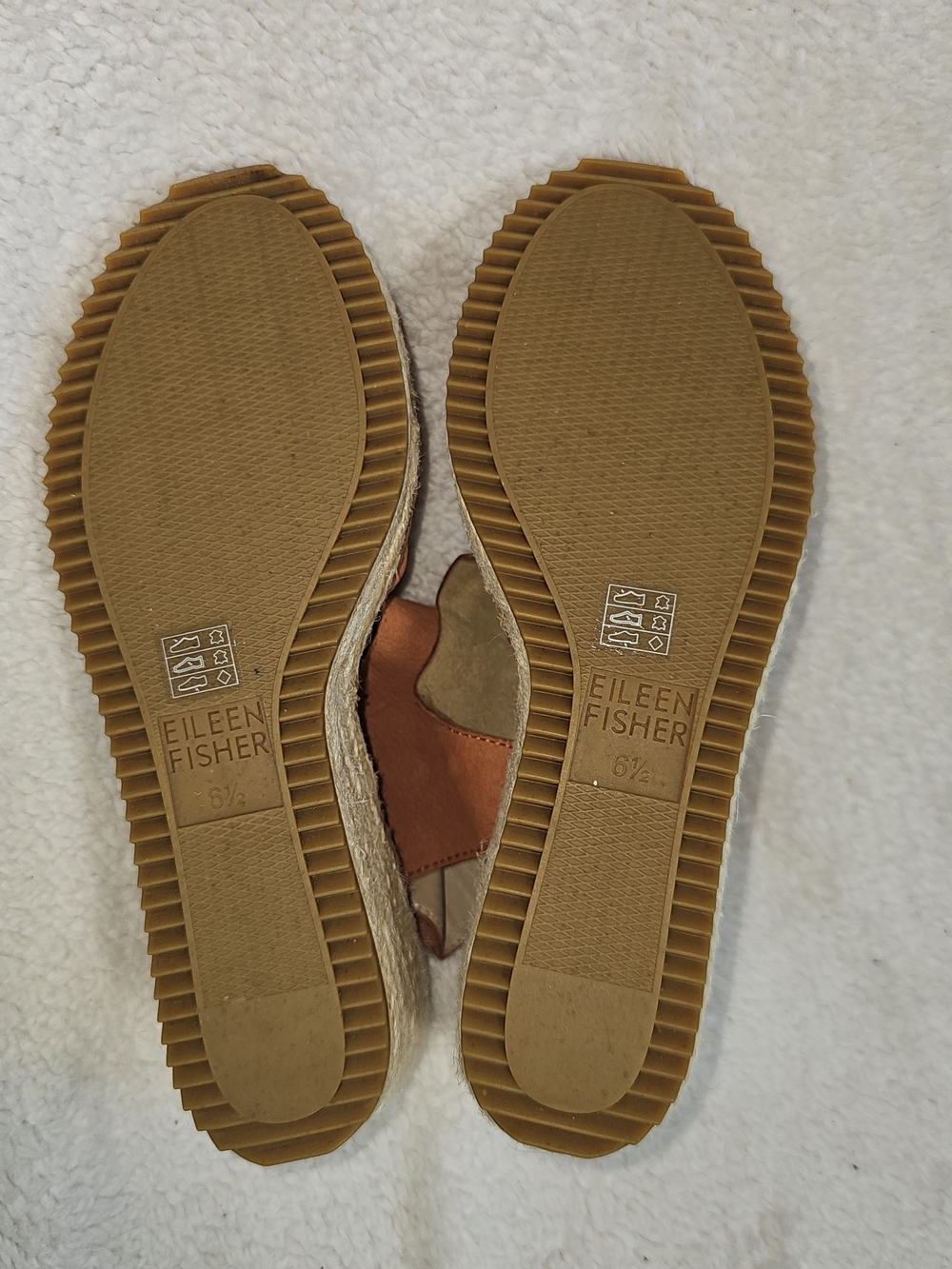 Eileen Fisher Weslia Espadrille Wedge Sandal Cider Leather Size 6.5 Coastal. - Picture 11 of 12